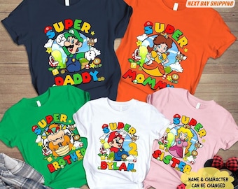 Comfort Peronalized Super Mario Birthday Family Shirt, Custom Super Mario Birthday Party Shirt, Super Mario Tee, Birthday Mario