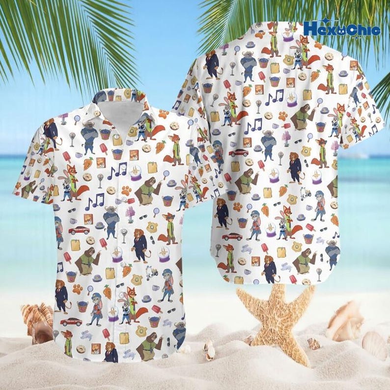 Disneyland Zootopia Hawaiian Shirt, Judy And Nick Shirt for Men Women, Disneyland Animal Characters Shirt, Zootopia Summer Gift For Fans image 1