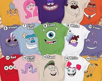 Monster Inc Characters Big Face Costume Comfort Shirt, Disneyland Family Matching T-shirt, Mike Sully Celia Roz, Disneyland Halloween Trip
