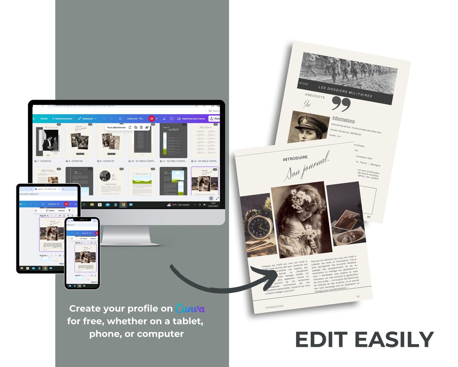 CANVA Template for Digital Family Book to Fill In, Printable Ancestry