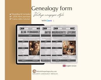 CANVA ancestry template to print genealogy research and organizer, family gift, instant download, genealogy tree, ancetry gift