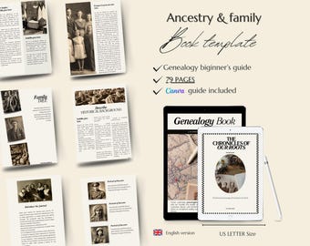 CANVA Ancestry Book Template, Printable Family History Genealogy, Genealogy Research Template Download, Beginner-Friendly, Ancestry Gift