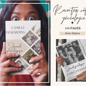 CANVA vooroudersboeksjabloon om af te drukken voor genealogisch onderzoek en werk, genealogieorganisator, familiecadeau
