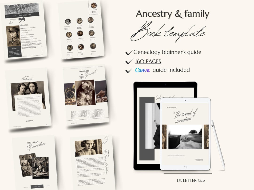 CANVA Family History Book Template to Print, Digital Genealogy Template ...