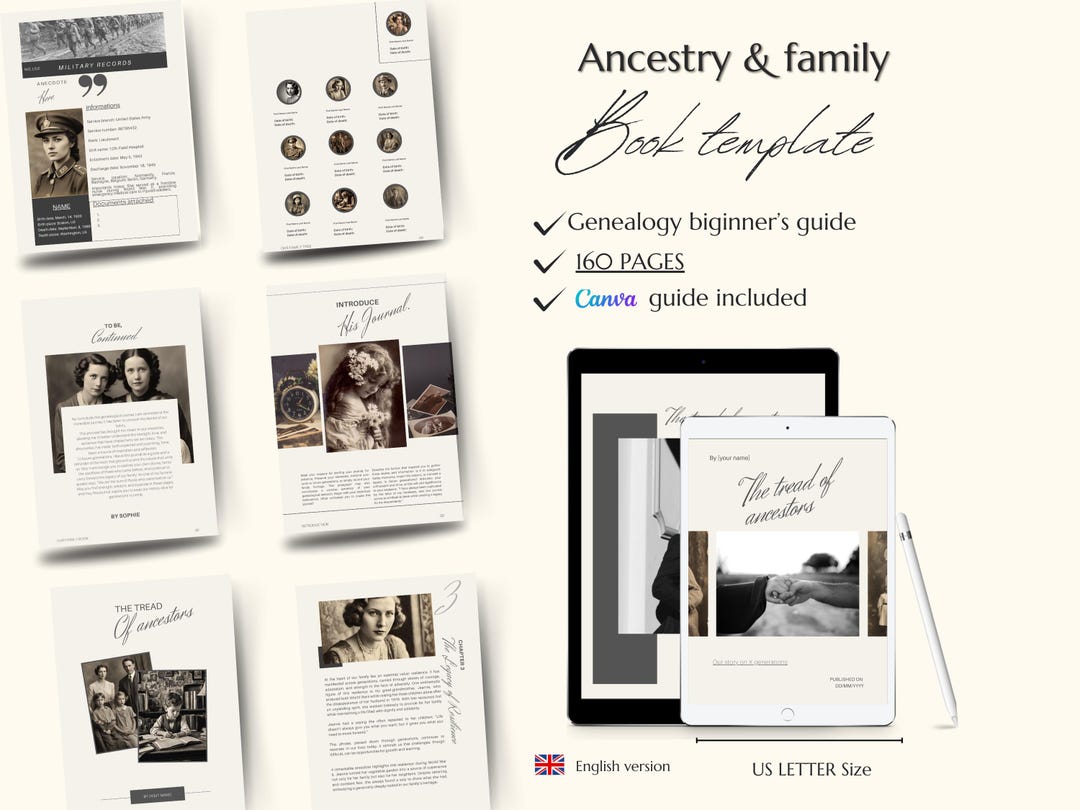 CANVA Family History Book Template to Print, Digital Genealogy Template ...