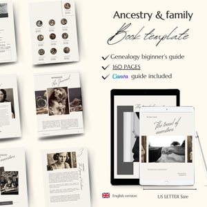CANVA Family History Book Template to Print, Digital Genealogy Template to Download, Family Tree, Ancestry Gift, Family Gift,