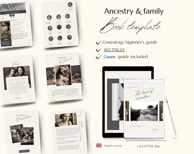 30-page Family History Book Template | Genealogy Ancestry Canva Design ...