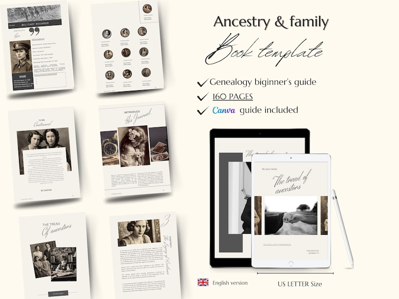 CANVA Family History Book Template to Print, Digital Genealogy Template ...