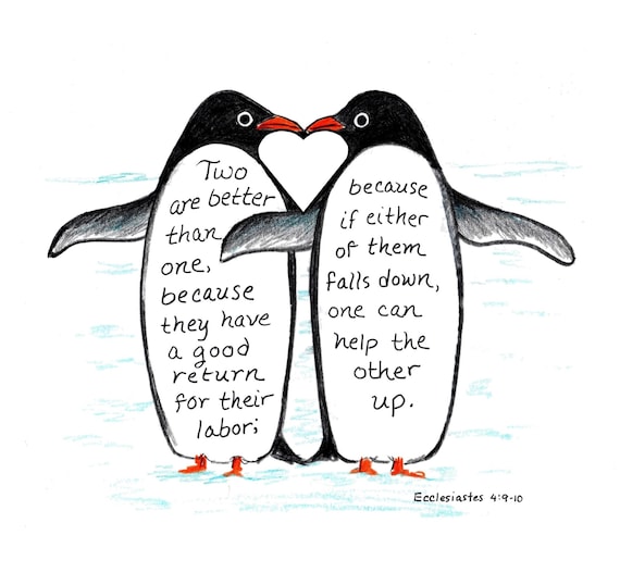 Penguins Scripture Art Design, Digital Download, Bible Verse, Hand