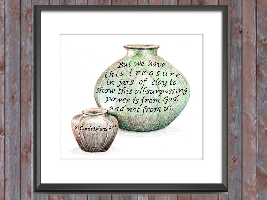 Jars of Clay, Bible Verse Art Print, Scripture Design, Hand Lettered