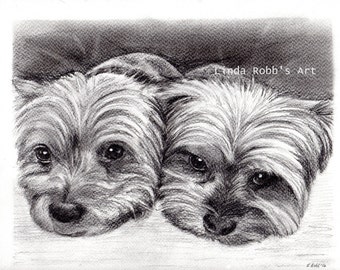 Crayon de graphite personnalisé de groupement de portrait d’animal familier 8" x 10"