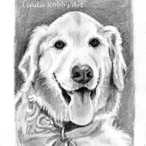 Graphite Pencil Art. Personalized 5x7 Pet Portrait Drawing