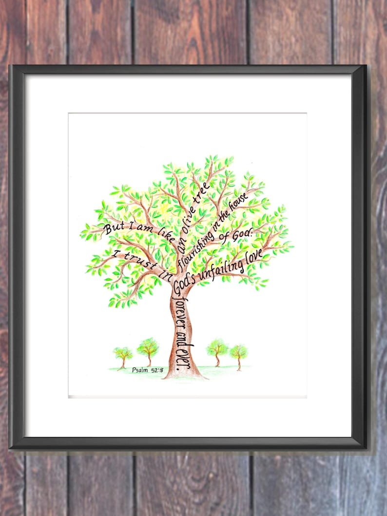 Olive Tree Bible Verse art print scripture design hand Etsy