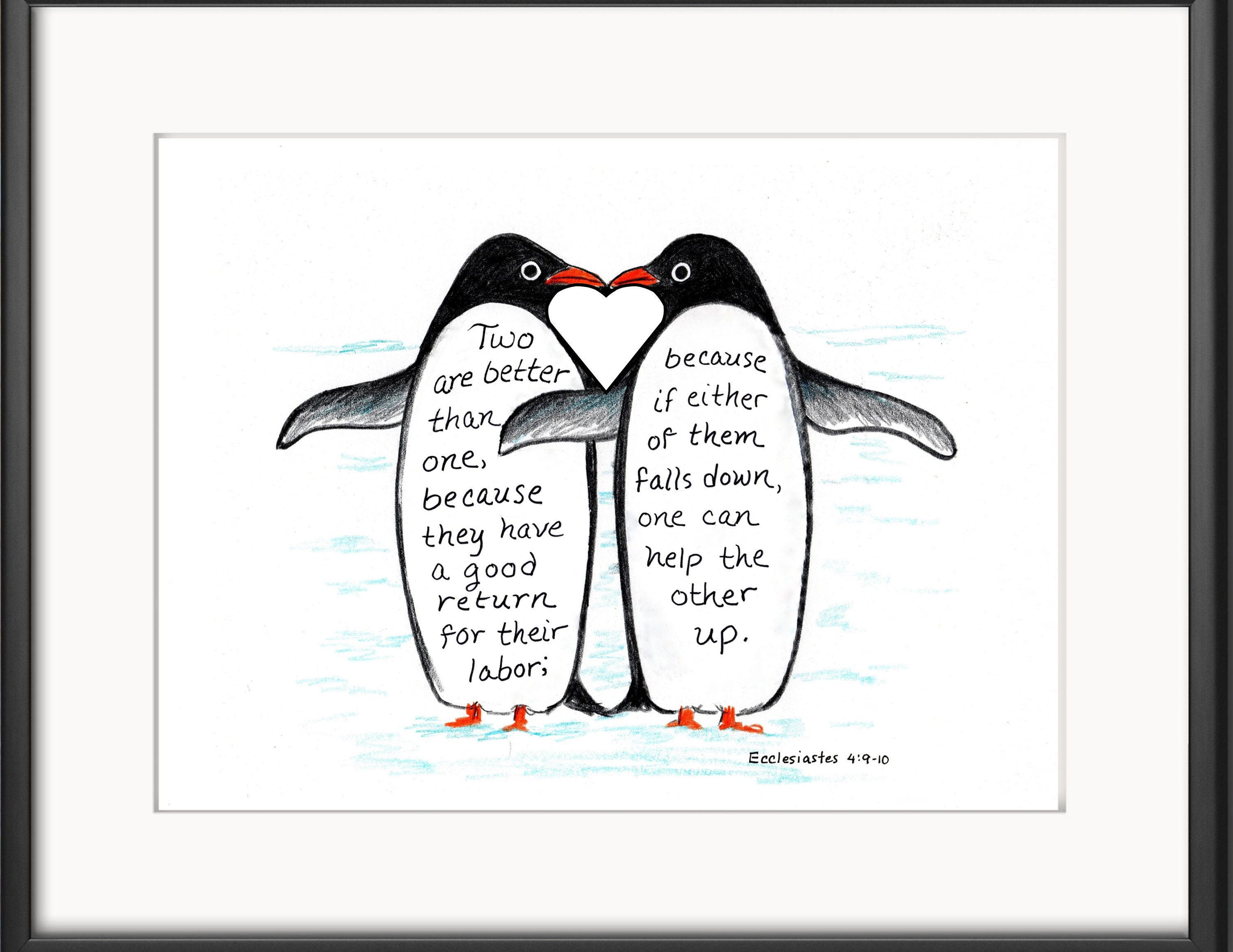 Penguins Love Bible Verse Art Print Scripture Design Hand - Etsy