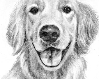 Custom Dog Pet Portrait Pencil 8x10