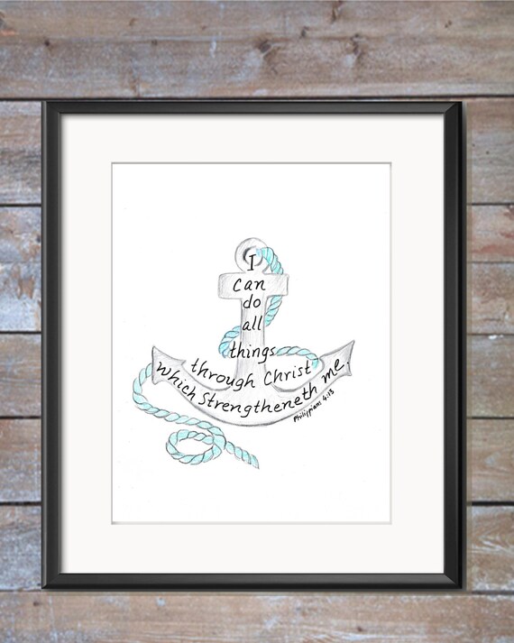Anchor Bible Verse Art Print Scripture Design Hand Lettered | Etsy