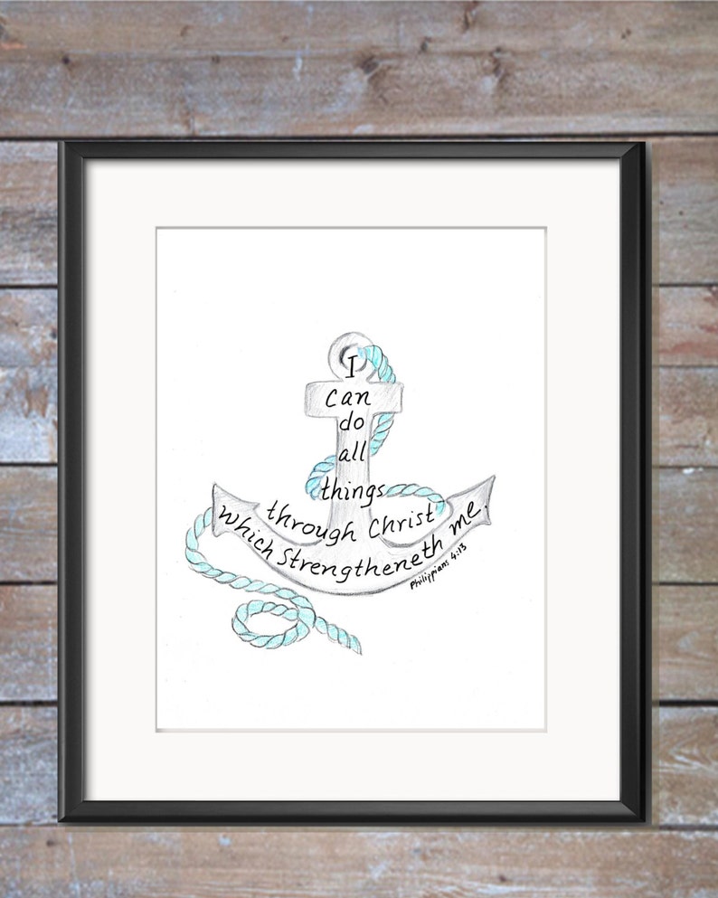 Anchor Bible Verse Print, Scripture Design, Hand Lettered Wall Art
