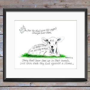 Lamb, Bible Verse art print, scripture design, hand lettered typography, wall art decor