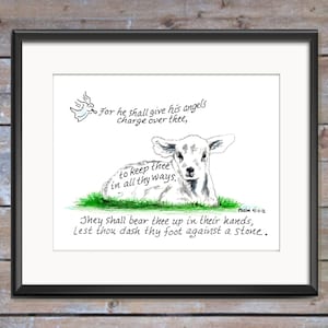 Lamb, Bible Verse art print, scripture design, hand lettered typography, wall art decor image 1