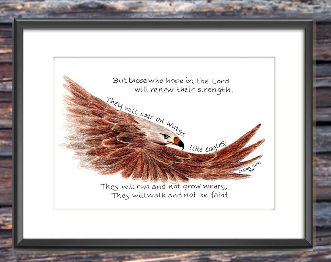 Soaring Eagle Bible Verse Art Print Scripture Design Hand - Etsy