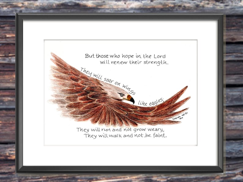 Soaring Eagle Bible Verse Art Print Scripture Design Hand Etsy