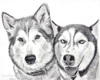 Custom Dog Pet Portrait Pencil 8x10