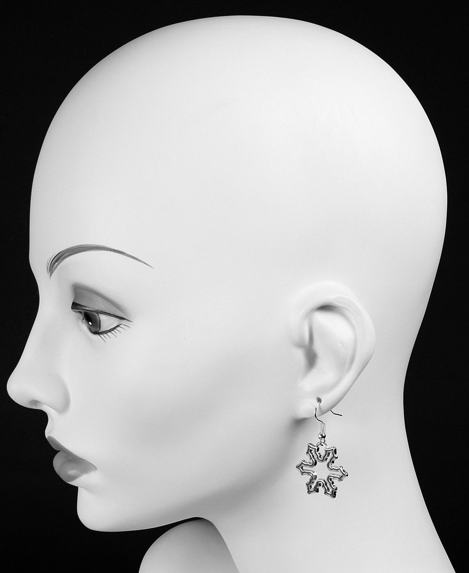Green Enamel Snowflake Silver Tone Dangle Drop Earrings 610 Etsy