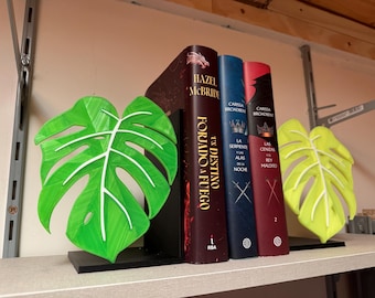 Monstera-Blatt-Buchstützen – Moderner Regal-Organizer | Anpassbare Farben | Einzigartiges Geschenk