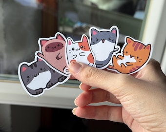 Stickers Kawaii de Gatos – Dibujados a Mano, Acabado Mate o Brillante, Varios Colores y Tamaños
