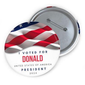 Trump 2024 Election Button, Political Campaign Pins, Custom Pin Buttons, President USA, I Voted for Donald, Patriotic Pins, Election