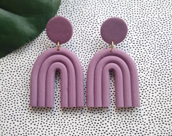 Plum Arch Earrings | Polymer Clay Earrings, Statement Earrings