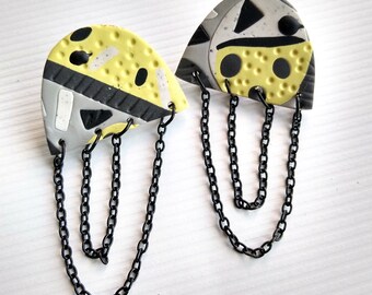 So Jelly Earrings | Polymer Clay Earrings, Statement Earrings | Black / White / Yellow / Gray