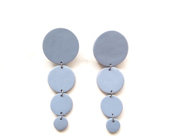 Modern Polymer Clay Denim Blue Statement Earrings  -Minimalist