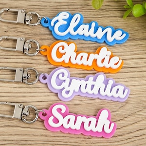 Personalized Acrylic Keychain,Custom Name Tag,Backpack Name Tag,Diaper Bag tag,Lunchbox Name Tag,Retro Name,Kids Name Tag,Bridemaid gifts