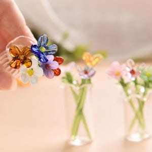 Mini ramo de flores de cristal - Flores del mes de nacimiento, figura de cristal artesanal, decoración con mini flores de cristal, decoración del hogar, regalo para ella, regalos de Navidad