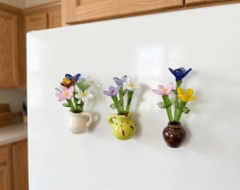 Mini jarrón magnético para nevera, flor del mes de nacimiento, jarrón magnético para nevera, regalo para mamá, regalo para profesora, regalo de cumpleaños para la mejor amiga