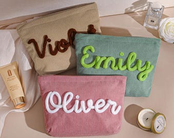 Neceser de pana personalizado, estuche de regalo personalizado para damas de honor, neceser de pana, recuerdos para despedida de soltera, regalo para ella, mamá