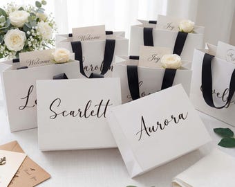 Personalisierte Geschenktüten mit Namen, Willkommenstüten für Hochzeiten, Dankeschön-Geschenktüten, Geschenktüten für Brautjungfern