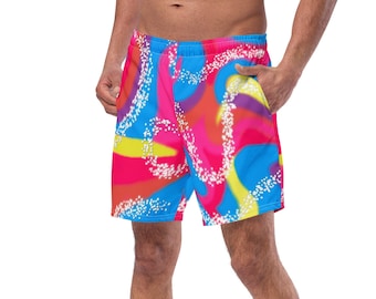 Adult Men's Retro 90's Swimsuit Swim Trunks Roller Blade Malibu Outfit Active Shorts