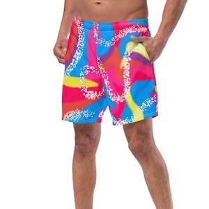 Adult Men&#39;s Retro 90&#39;s Swimsuit Swim Trunks Roller Blade Malibu Outfit Active Shorts