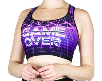 Game Over Gamer Synthwave 80&#39;s Retro Arcade Bra