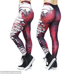 Carnage Symbiote Take Over Leggings Tear Away Kostüm Cosplay Gym Faux