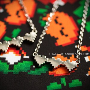 Delicate 8 Bit Heart Health Bar Necklace Video Game Gamer Gift Minimal