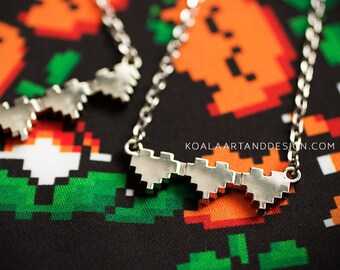 Delicate 8 Bit Heart Health Bar Necklace Video Game Gamer Gift Minimal