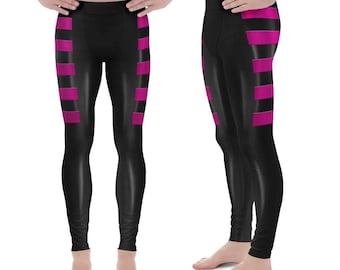Pink Black Magic Gambit Remy Cajun X-Men Men's Cosplay Gym Costume Leggings Printed Poly Fabric