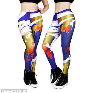 Graffiti Leggings Cosplay Costume Gamer Blue White Red Gold Paint