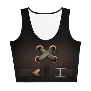 Faux Leather Cross Rivet Cosplay Crop Top