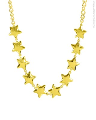 Collana Punk Rock A Stella Con Chitarra | Girocollo Multistrato Vintage Per Uomo E Donna