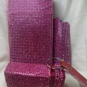 Womens pink 3 pc crystal cigarette case, cigarette pac holder, cigarette box 100s