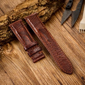Brown Ostrich Foot Leather Watch Strap 24mm 22mm 20mm Handmade Leather Watch Band,personalized leather watch strap,18mm 16mm 14mm.